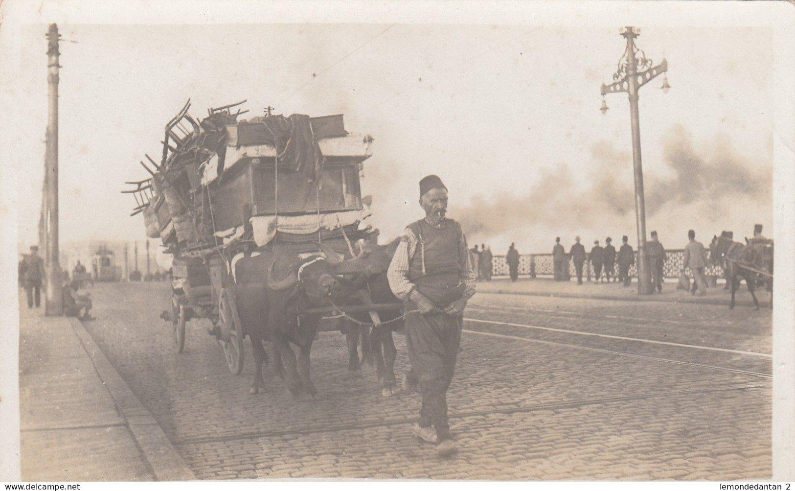 Carte Photo - Someones Furniture Being Drawn Across Galati Bridge - Turquie