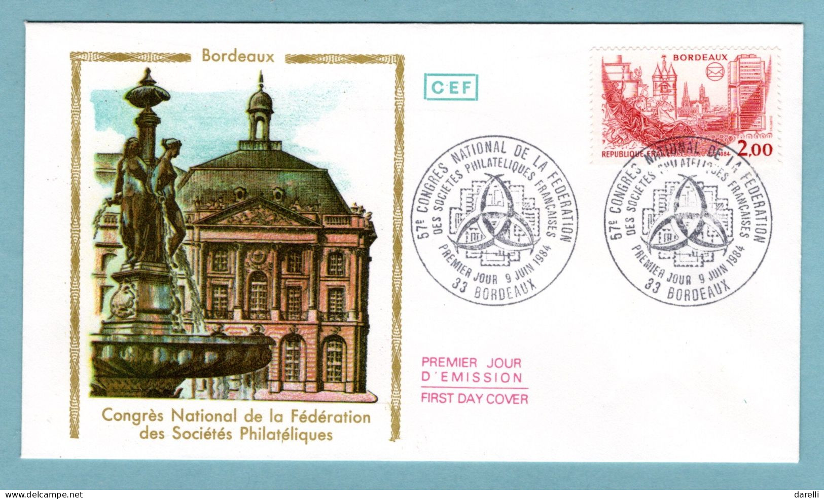 FDC France 1984 - Bordeaux - Congrès National De La Fédération Des Sociétés Philatéliques - YT 2316 - 33 Bordeaux - 1980-1989