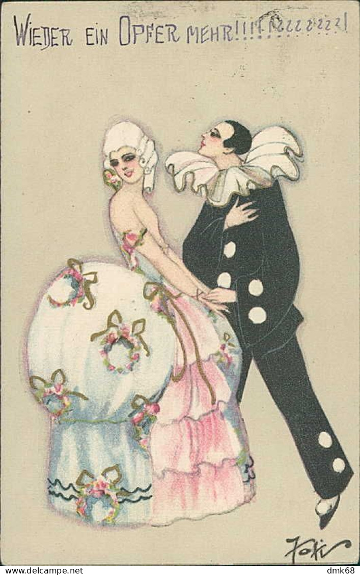 CHIOSTRI SIGNED 1920s POSTCARD - PIERROT & COUPLE  - EDIT BALLERINI & FRATINI 165 (5624) - Chiostri, Carlo