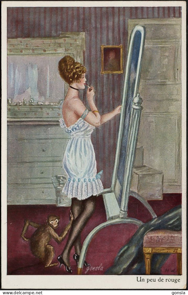 FEMME SEXY 1900 "Un Peu De Rouge Signé H.W." - Autres & Non Classés