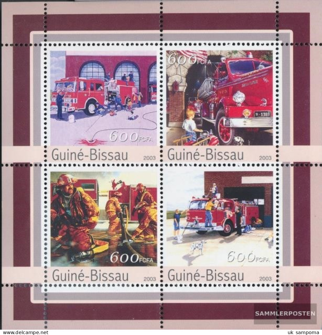 Guinea-Bissau 2164-2167 Sheetlet (complete. Issue) Unmounted Mint / Never Hinged 2003 Fire Engines - Guinea-Bissau