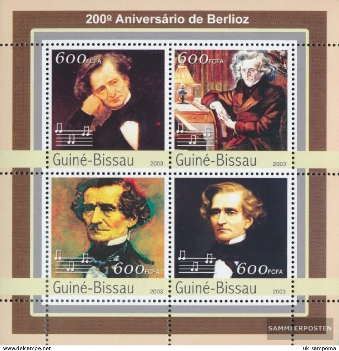 Guinea-Bissau 2160-2163 Sheetlet (complete. Issue) Unmounted Mint / Never Hinged 2003 Hector Berlioz - Guinea-Bissau