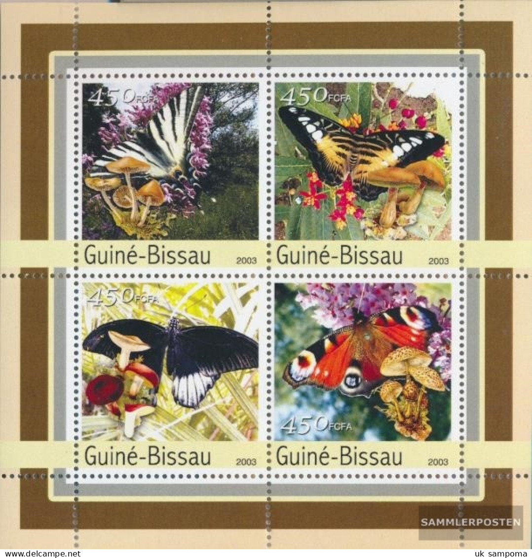 Guinea-Bissau 2087-2090 Sheetlet (complete. Issue) Unmounted Mint / Never Hinged 2003 Butterflies, Mushrooms - Guinea-Bissau