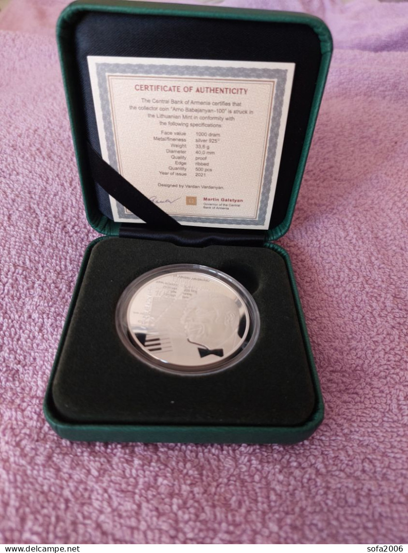 Armenien / Armenie / Armenia 2021, 100th Ann. Arno Babajanyan, Composer, Silver Coin In Box - PROOF - Armenien