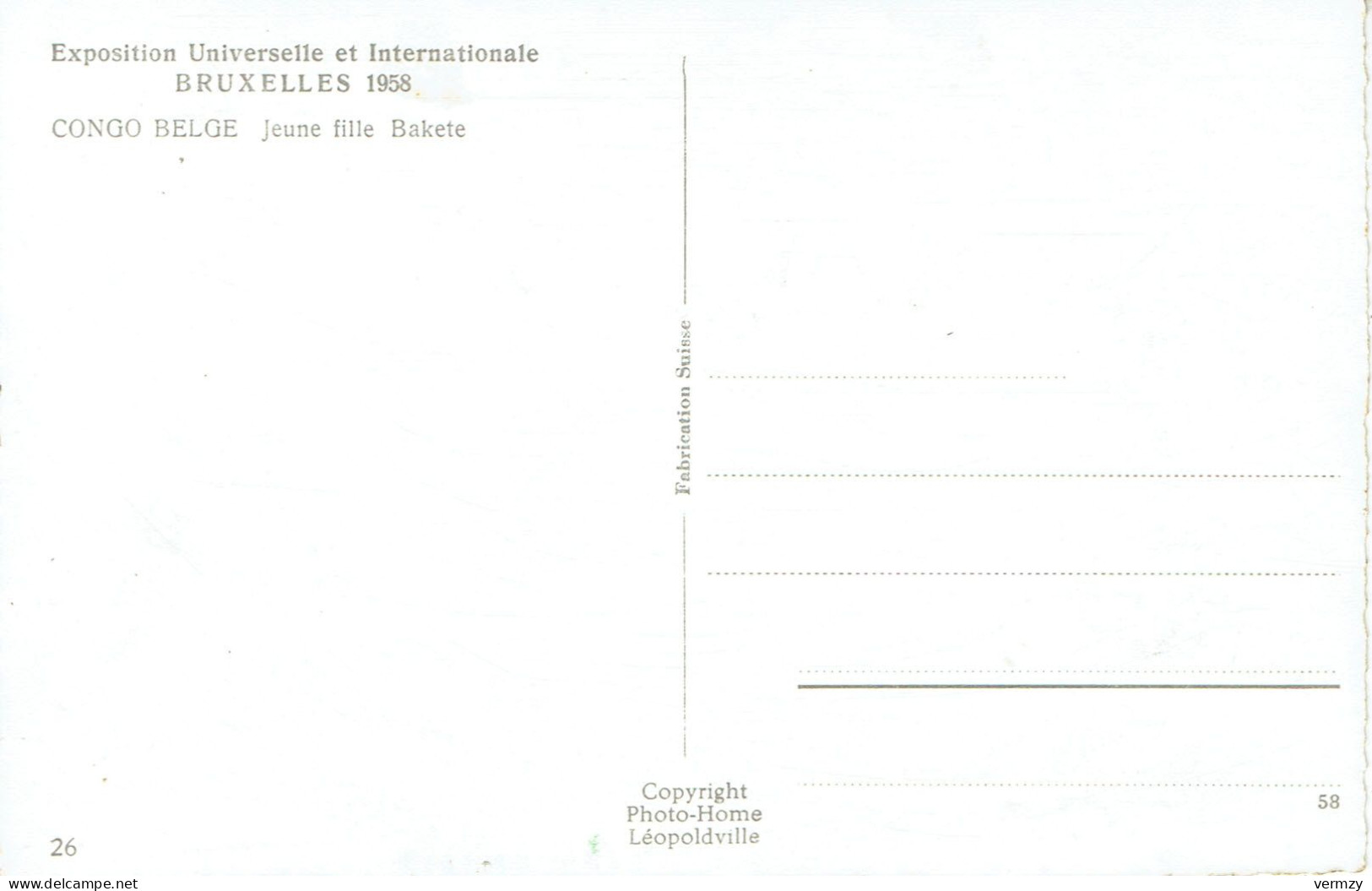 CPSM Expo Universelle Et Internationale Bruxelles 1958 : Congo Belge - Jeune Fille Bakete - Photo Véritable - Expositions
