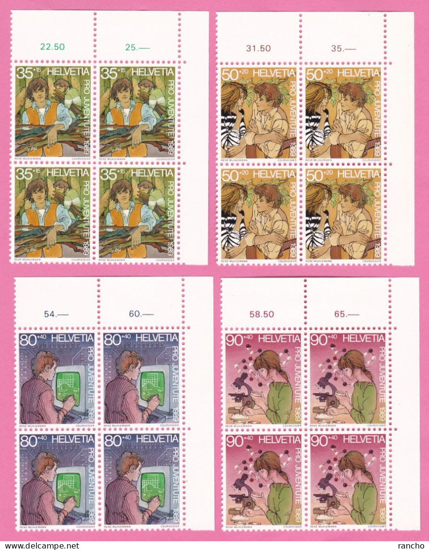 ** PRO/J.1989 4xBLOCS DE 4 TIMBRES NEUFS AVEC GOMME C/S.B.K. Nr:J311/14. Y&TELLIER Nr:1333/36. MICHEL Nr:1405/08.** - Ungebraucht