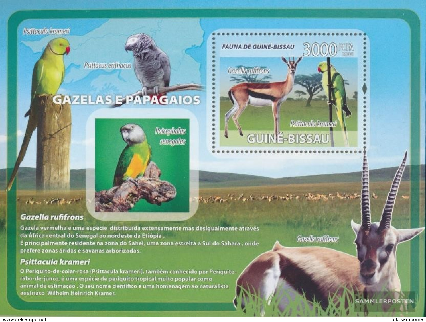 Guinea-Bissau Miniature Sheet 649 (complete. Issue) Unmounted Mint / Never Hinged 2008 Gazellen, Parrots - Guinea-Bissau