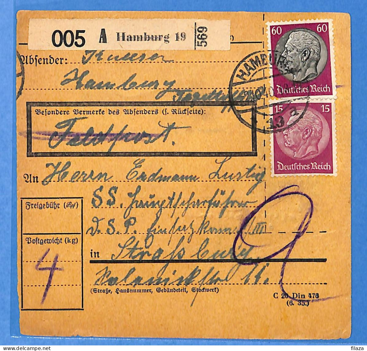 Allemagne Reich 1940 - Carte Postale De Hamburg - G32307 - Lettres & Documents