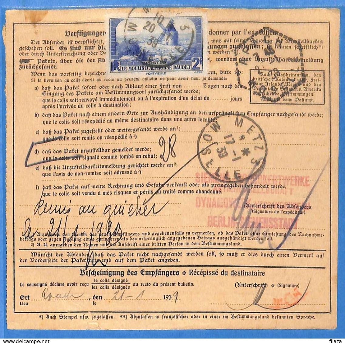 Allemagne Reich 1939 - Carte Postale Gebühr Bezahlt De Berlin Aux France - G32300 - Briefe U. Dokumente