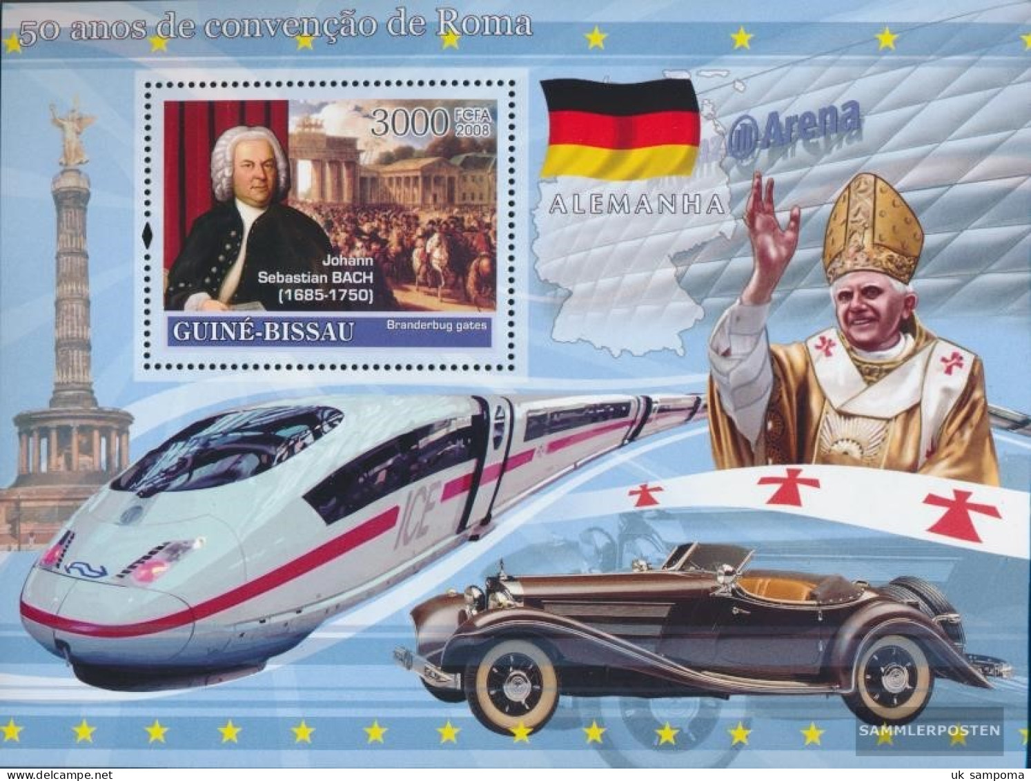 Guinea-Bissau Miniature Sheet 637 (complete. Issue) Unmounted Mint / Never Hinged 2008 Bach, Train ICE, Mercedes-Benz - Guinea-Bissau