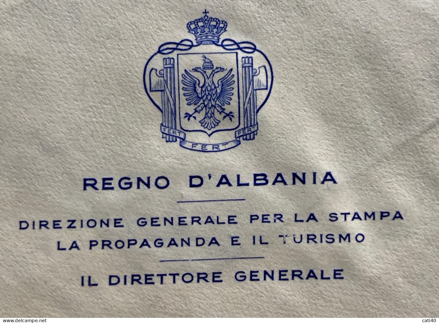 REGNO D'ALBANIA  - STAMPA E PROPAGANDA TURISMOBUSTA TIRANA 4/3/40 A RAFFAELE GORJUX DIRETTORE GAZZETTA DEL MEZZOGIORNO - Albanie