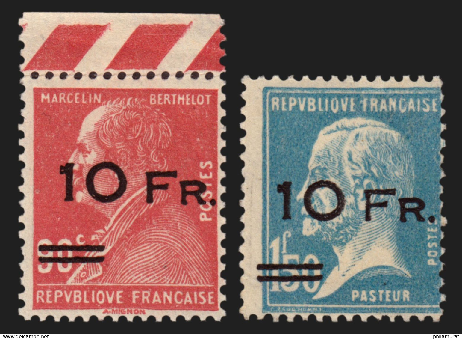 Poste Aérienne N°3/4, "ILE DE FRANCE" 1928, Surcharges FAUSSES - Neufs **/* - 1927-1959 Nuevos
