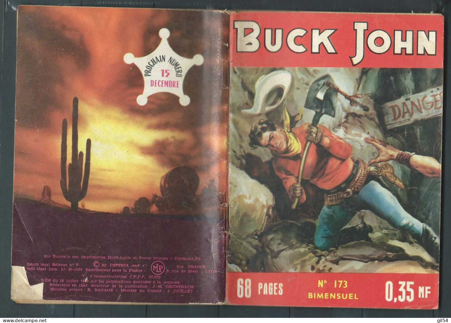 Bd " Buck John   " Bimensuel N° 173 "  La Piste Wyoming "      , DL  N° 40  1954 - BE-   BUC 0203 - Formatos Pequeños