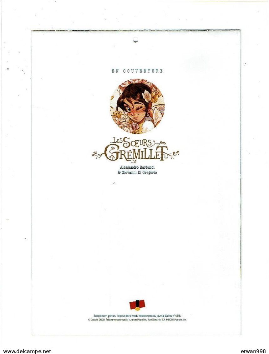 2 Calendriers de SPIROU 2019 & 2021 - Thème héros de bandes dessinées dessinateurs (Dupuis 2018) 16 pages  1083