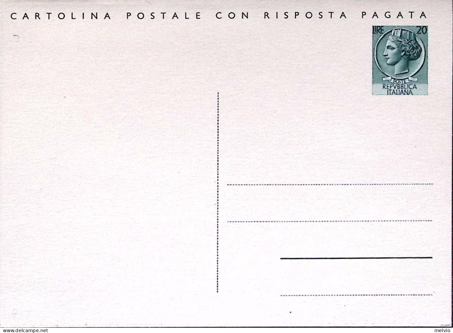 1953-Cartolina Postale RP Siracusana Lire 20+20 Nuova - Entiers Postaux