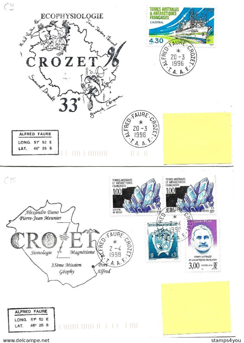 PO - 73 - 4 Enveloppe  Crozet - Cachets Illustrés - Lettres & Documents