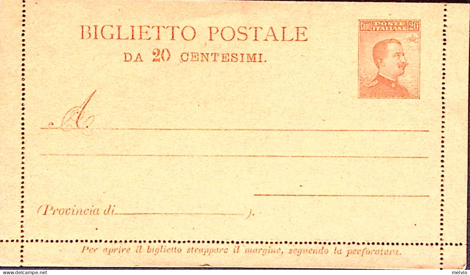1918-BIGLIETTO POSTALE Effigie A Destra C.20 Cartoncino Giallo Nuovo - Interi Postali