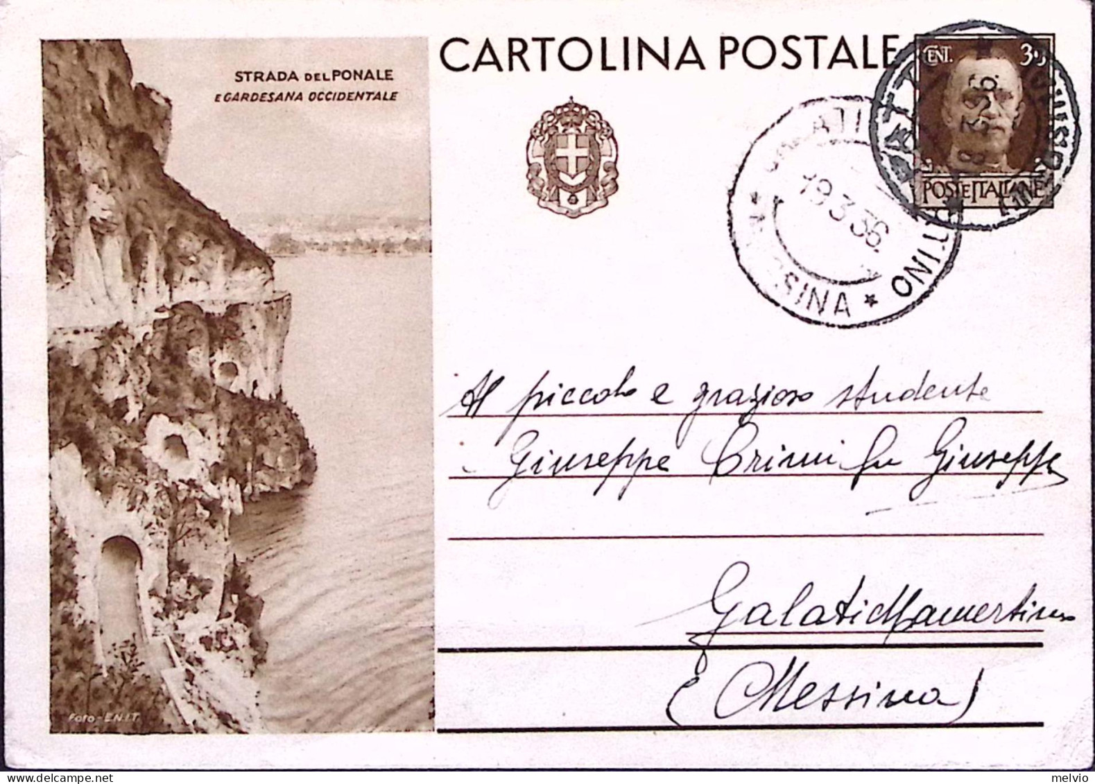 1933-Cartolina Postale Turistica C.30 Strada Del Ponale Viaggiata - Postwaardestukken