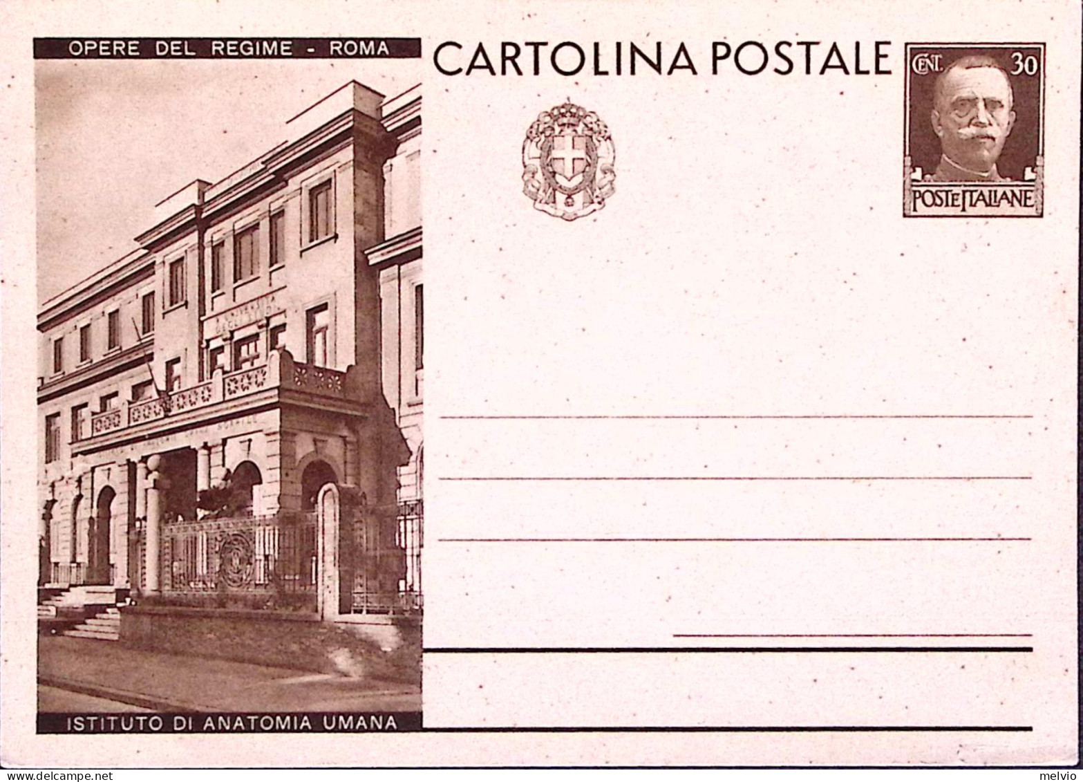 1931-Cartolina Postale Opere Regime C.30 Istituto Anatomia Umana Nuova - Ganzsachen