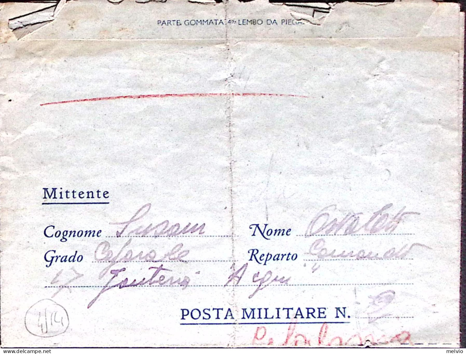 1943-Posta Militare/n. 2 C.2 (4.9 Cefalonia Cat.Marchese P.ti 5) Su Biglietto Fr - Weltkrieg 1939-45
