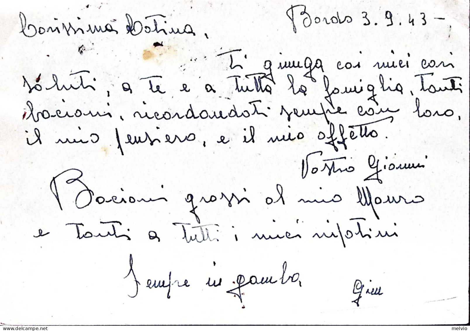 1943-R.C.T. F.R. 31 (ex Francese Trombe) Manoscritto Su Cartolina Franchigia For - Weltkrieg 1939-45