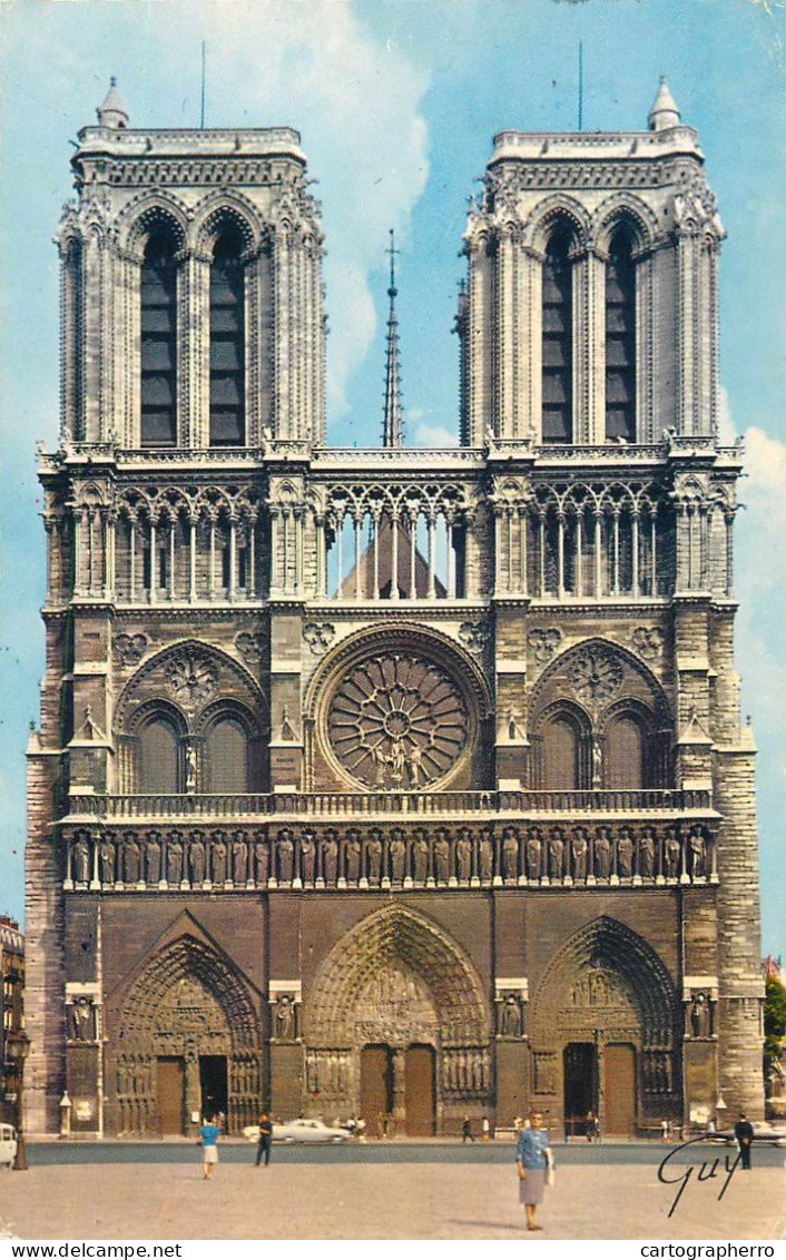 France Cpsm Paris Facade De Notre Dame - Autres Monuments, édifices