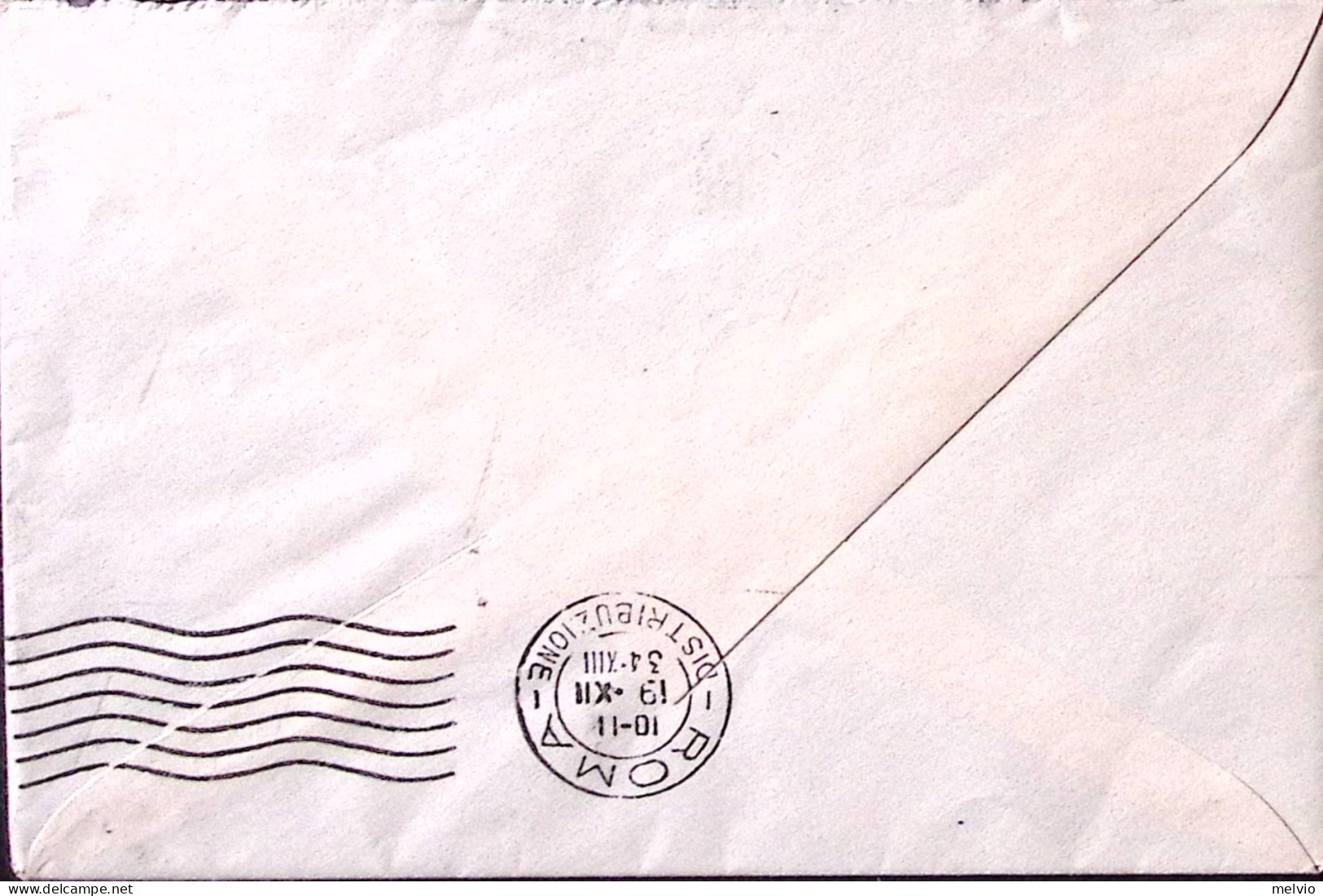 1934-EGEO M/N Postale Pietro Foscari (12.12) Su Busta Affr. Egeo C.50 - Ägäis