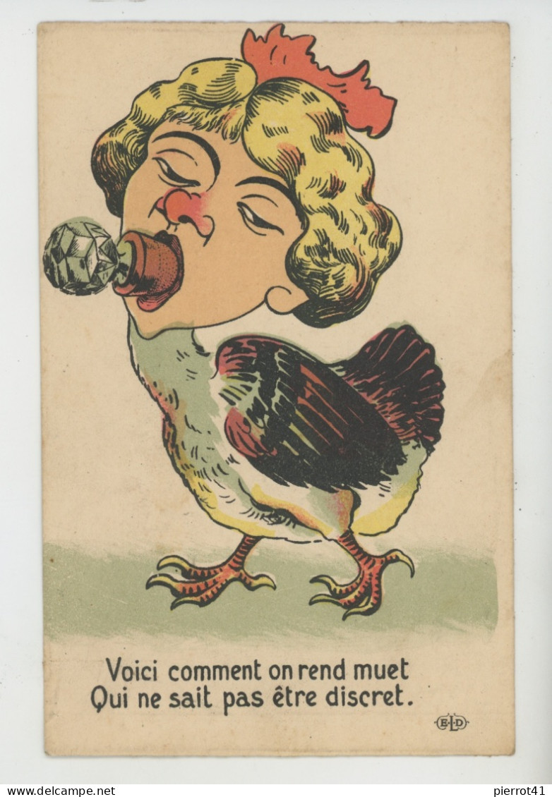 HUMOUR - FEMMES - Jolie Carte Fantaisie Femme Poule "Voici Comment On Rend Muet , Qui Ne Sait Pas être Discret " - Humor