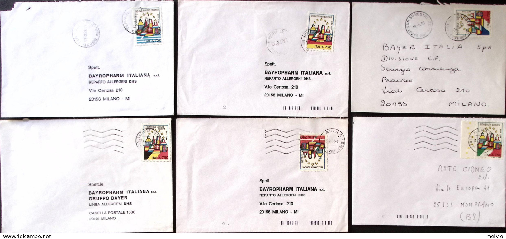1993 EUROPA UNITA I Dodici Valori (2034/45) Isolati Su 12 Buste - 1981-90: Poststempel
