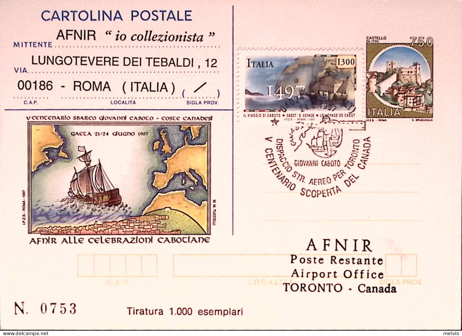 1997-CABOTO 3 Cartoline Postale IPZS Lire 750 Con 3 Ann. Speciali Diversi, Una C - Entiers Postaux