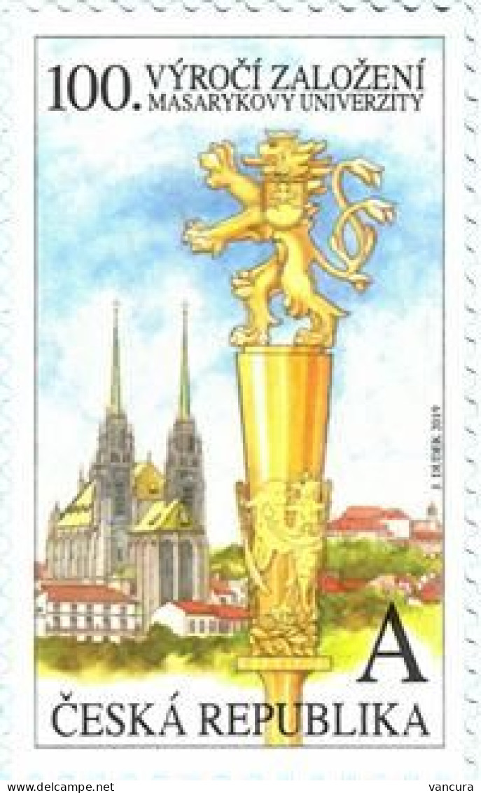1018 Czech Republic Masaryk University Anniversary Brno Brünn 2019 Heraldic Lion - Eglises Et Cathédrales