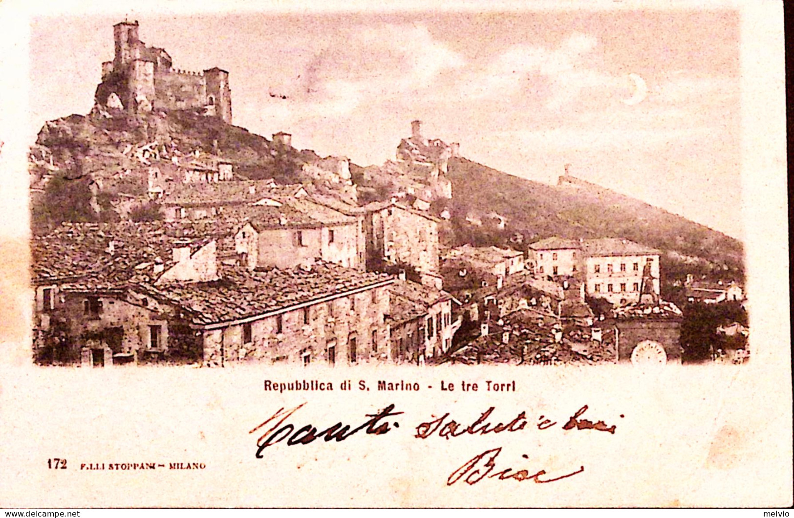 1895-SAN MARINO Le Tre Torri Viaggiata Affrancata Cifra C.2 - Briefe U. Dokumente