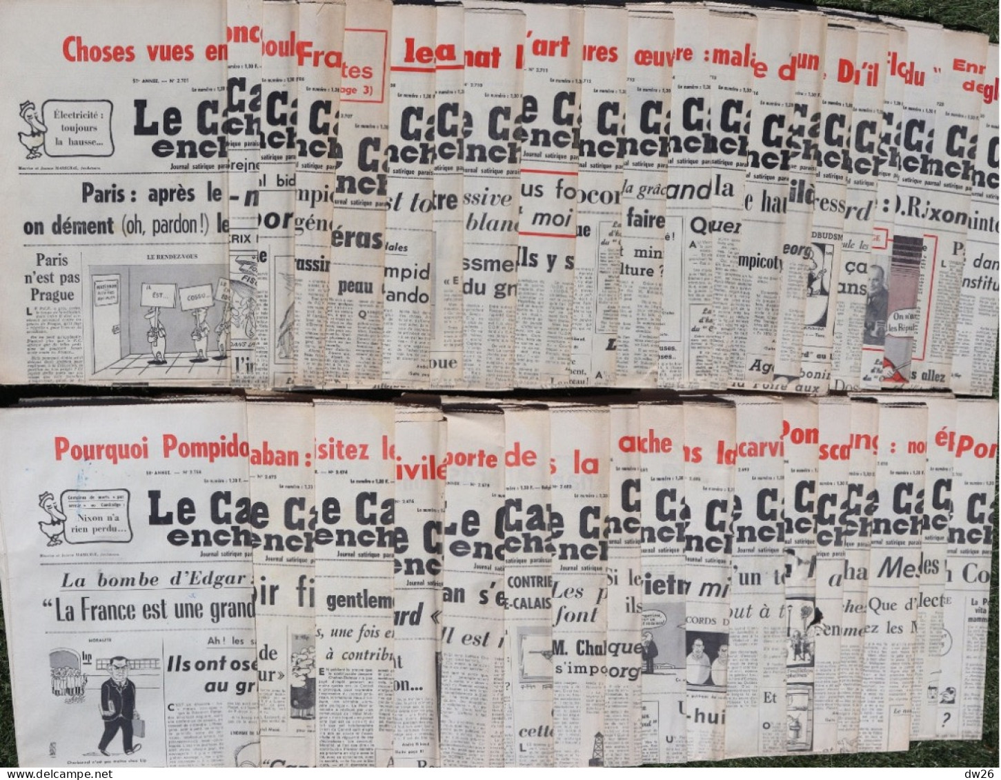 Journaux (hebdomadaire Politique) Le Canard Enchaîné De Janvier à Octobre 1974 - Lot De 33 Numéros - 1950 à Nos Jours