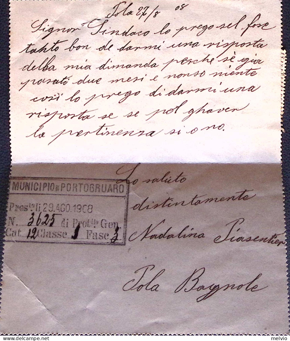 1908-AUSTRIA Biglietto Postale H.10 + 50 Regno H.10 E 30 Raccomandato Pola (27.8 - Other & Unclassified