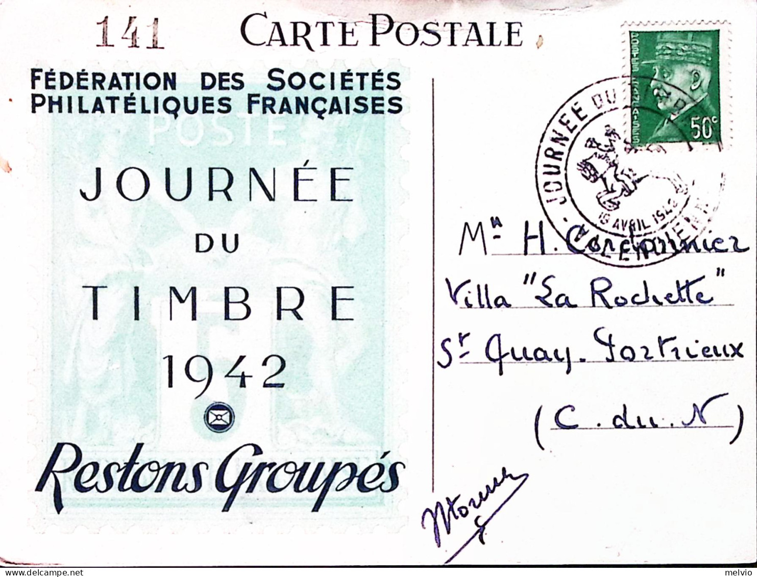 1942-Francia Giornata Del Francobollo Fdc Valenciennes - ....-1949