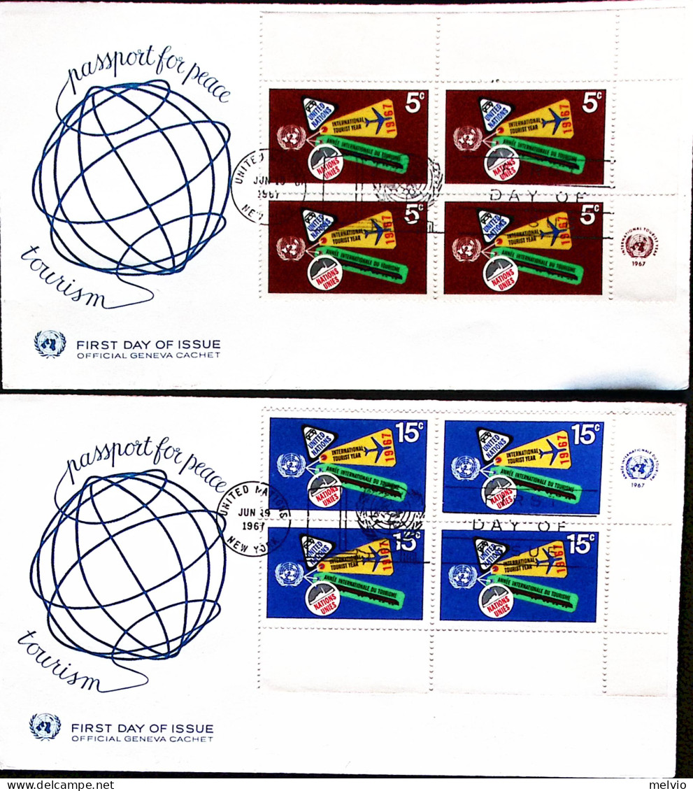1967-Nazioni Unite-ONU New York Anno Mondiale Turismo Serie Completa In Blocchi  - Autres & Non Classés