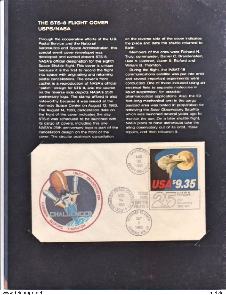 1983-U.S.A. STS 8 FLIGHT COVER CHALLENGER DAY Busta Viaggiata Nel Folder Special - Documents Historiques