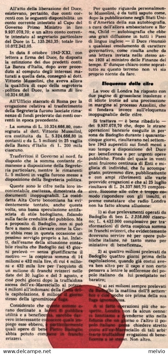1944-R.S.I. POSTILLA AD UN PROCESSO Volantino Propaganda (mm.160x345) Stampa In  - Marcofilía