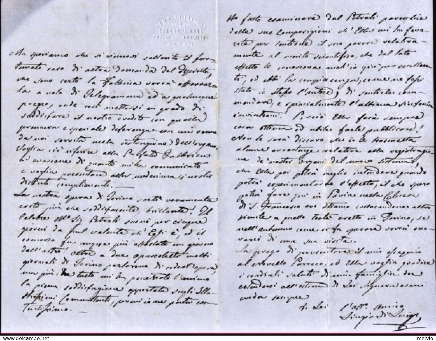 1866-Pavia 18 Maggio Lettera Di Luigi Lingiardi (bella Intestazione A Rilievo)ne - Documentos Históricos