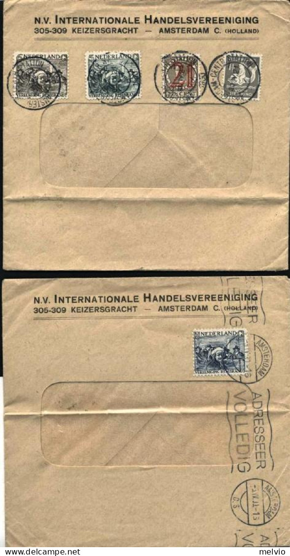 1930-Holland Nederland Olanda Due Lettere Dirette In Italia Con Affrancatura Com - Postal History