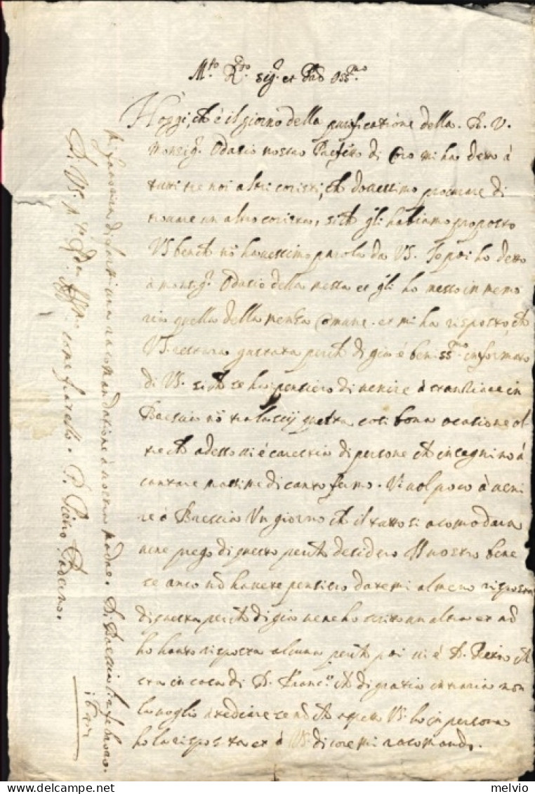 1647-Brescia 2 Febbraio Lettera Di Pietro Paderno A Giovanni Battista Cagna - Documentos Históricos