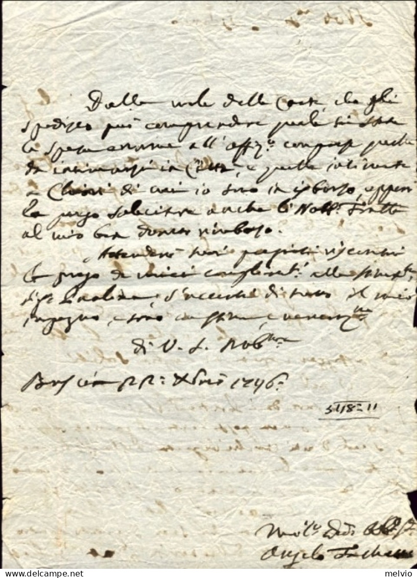 1796-Brescia 22 Dicembre Lettera Di Angelo Facchetti - Documentos Históricos