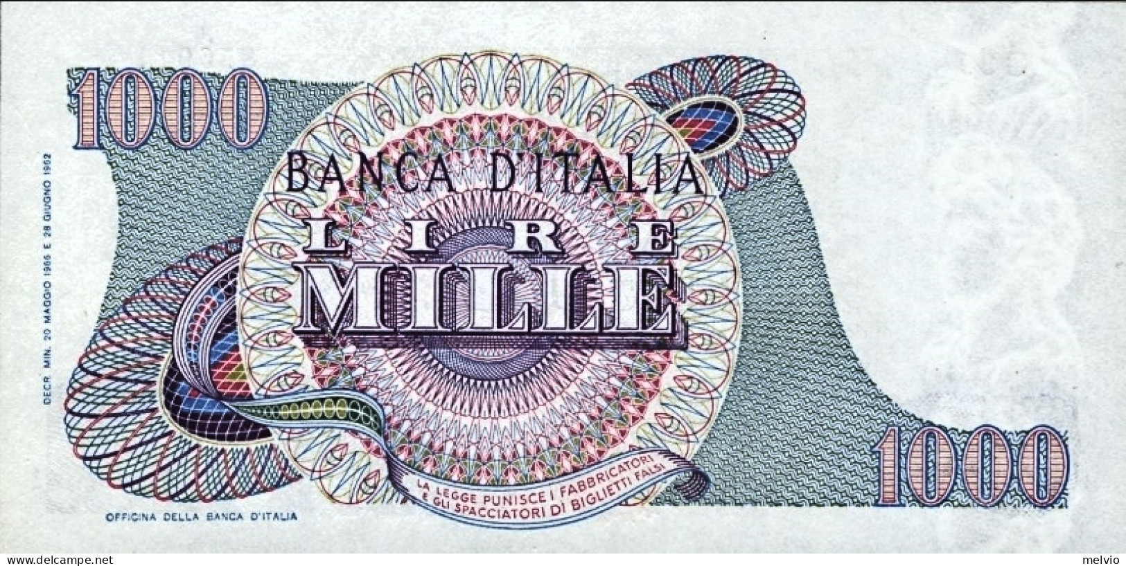 1966-biglietto Di Banca L. 1.000 Verdi 1 Tipo-Medusa Data 20 Maggio Firme Carli/ - Andere & Zonder Classificatie