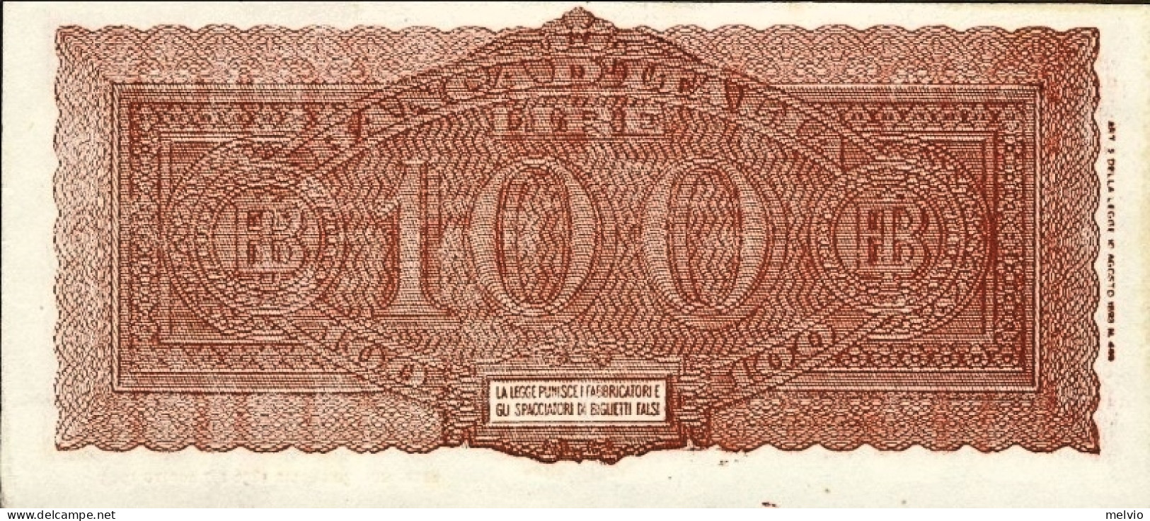 1944-biglietto Di Banca L. 100 Italia Turrita-Testina Data 10 Dicembre Firme Int - Autres & Non Classés