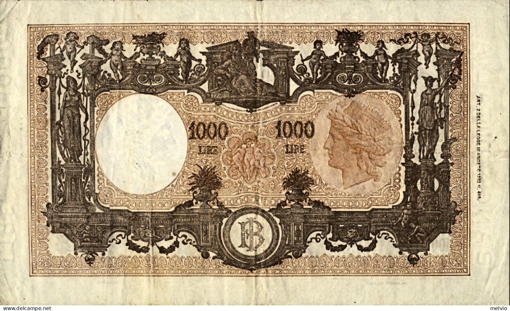1947-biglietto Di Banca L.1000 Barbetti-Testina-BI Data 18 Gennaio Firme Einaudi - Otros & Sin Clasificación