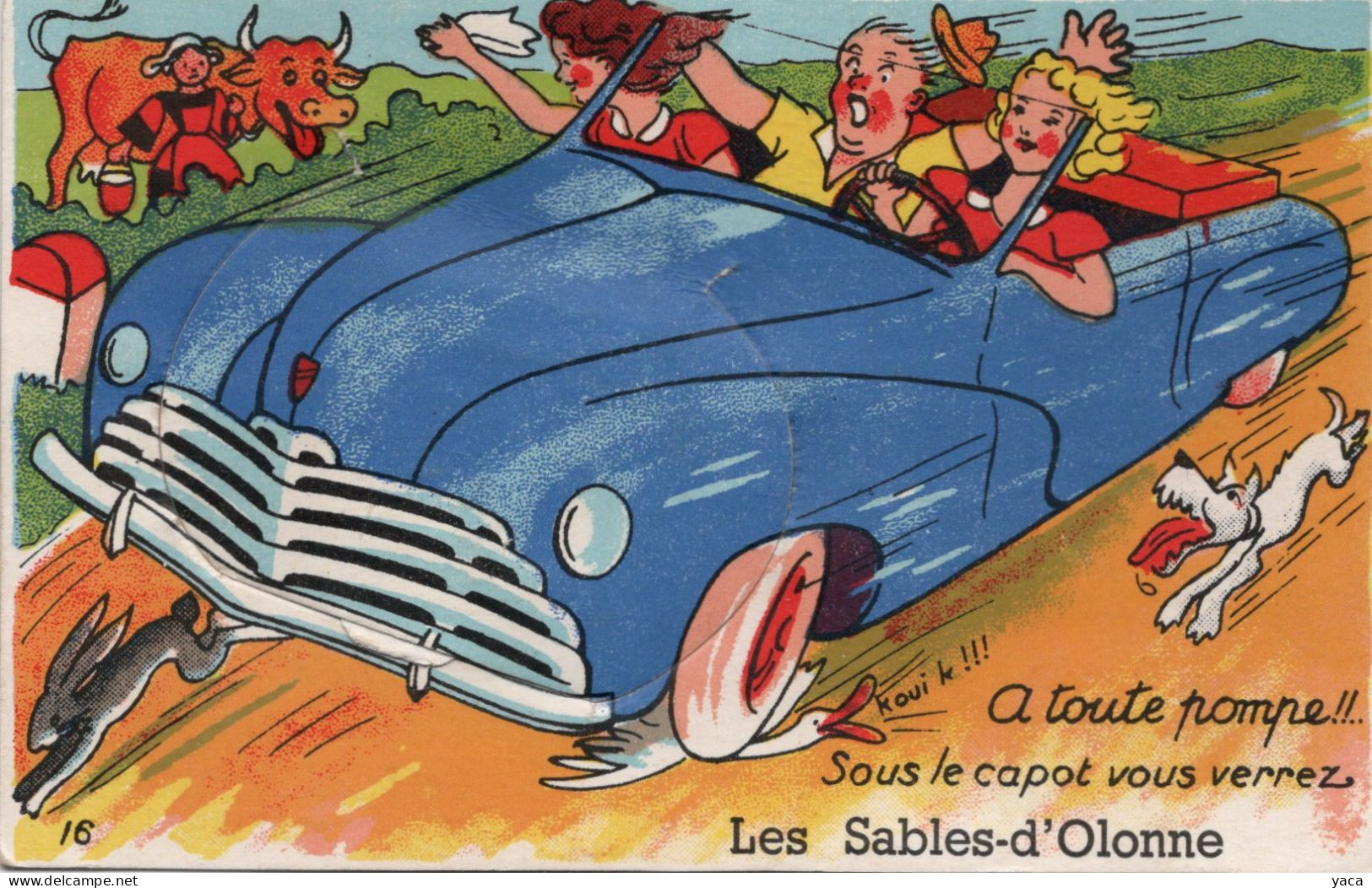 Carte Dépliant 10  Multivues    " à Toute Pompe  Vous Verrez Les Sables D'Olnne - Femme Voiture - é - Mechanical