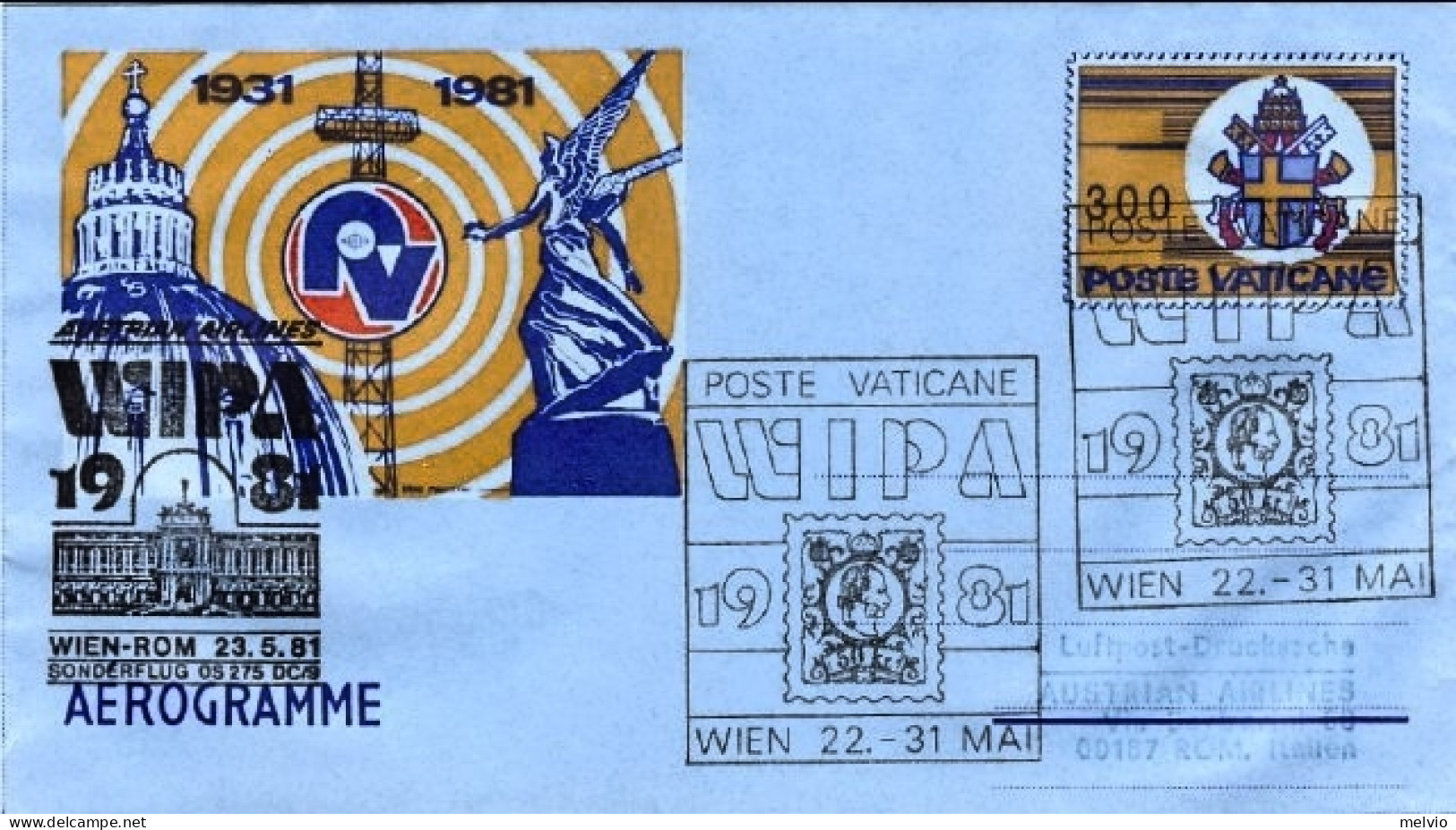 Vaticano-1981 Posta Dal SCV Per "Wipa "volo Vienna-Roma Del 23 Maggio,tiratura P - Airmail