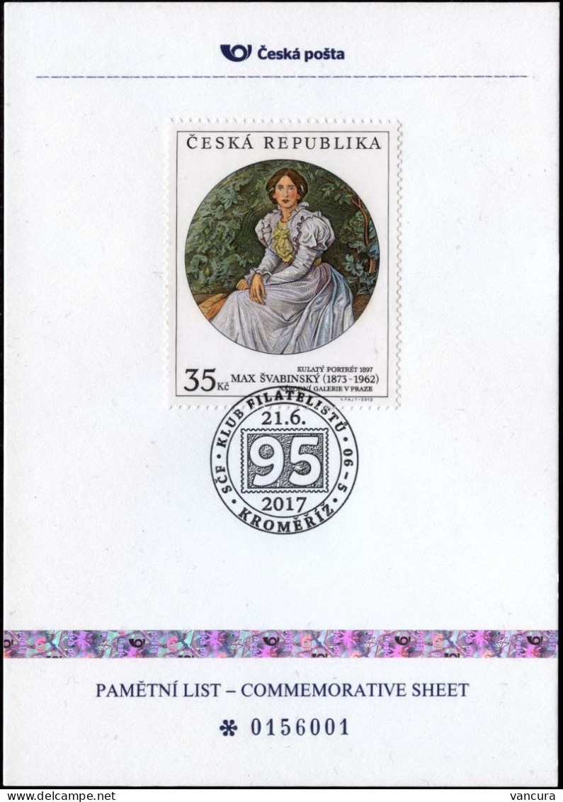PLZ 74 Czech Republic Stamp Collectors Club In Kromeriz Kremsier Anniversary 2017 M.Svabinsky's Painting - Moderni