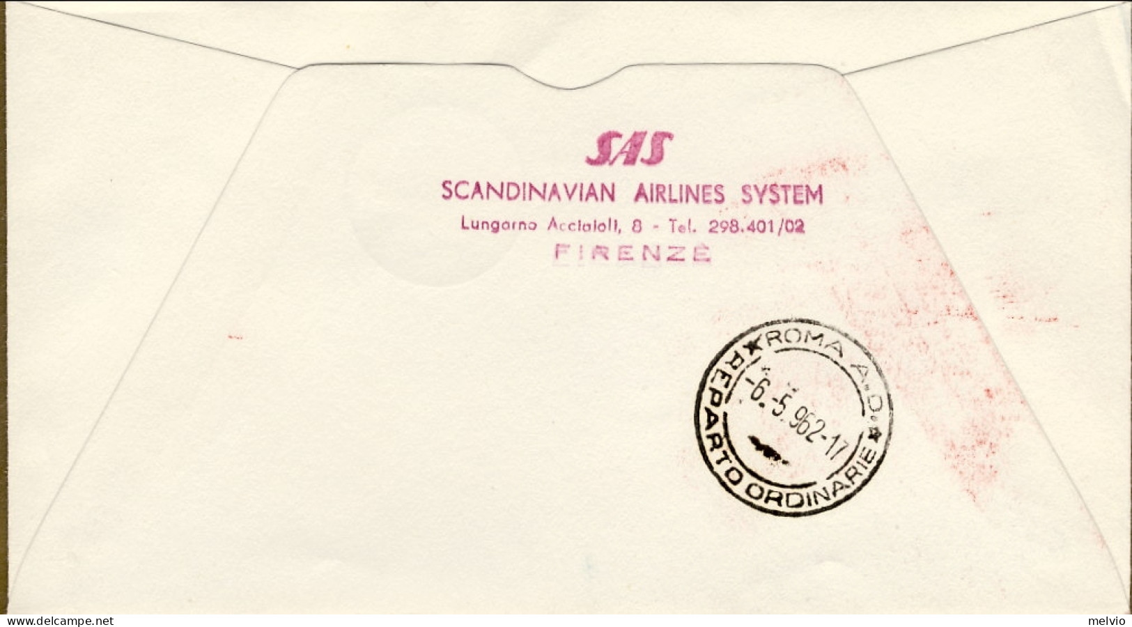 1962-Svezia Con Bollo Viola SAS I^volo Coronado Stoccolma-Roma Del 3 Maggio - Covers & Documents