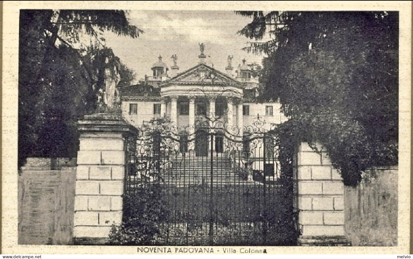1945-(uso Tardivo) Cartolina Illustrata Noventa Padovana Villa Colonna Affr. Sin - Storia Postale